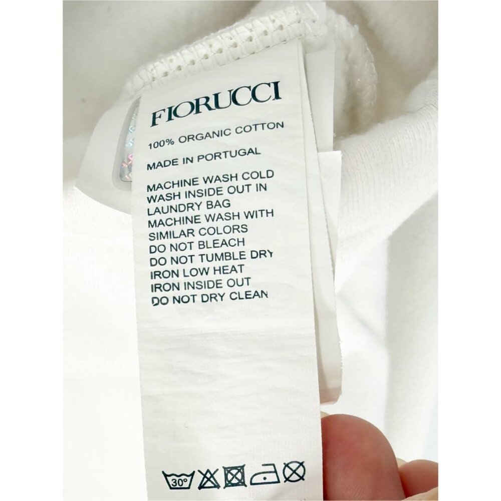 Fiorucci Graphic Print Crew Neck Crop Top Size: S in White - Picture 12 of 12